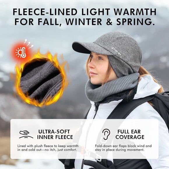 Unisex Water-Repellent Winter Hat with Ear Flaps Ponytail Hole Reflective main image 5